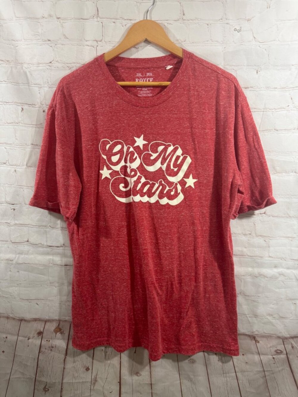 Royce Brand T-Shirt Womens 2XL Red Heather “Oh My Stars” Short Sleeve Top